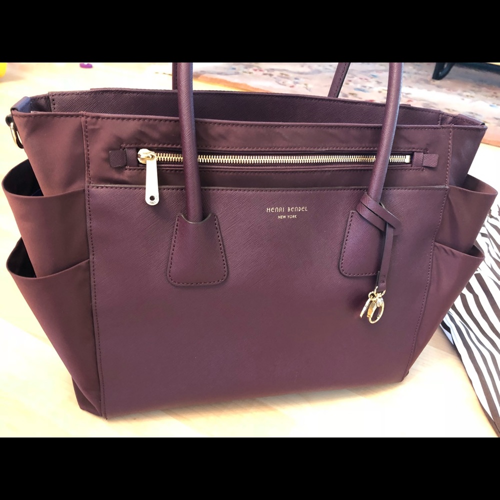 Henri Bendel tote bag / baby bag wine color